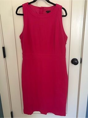 Ann Taylor Hot Pink Sleeveless Sheath Midi Dress